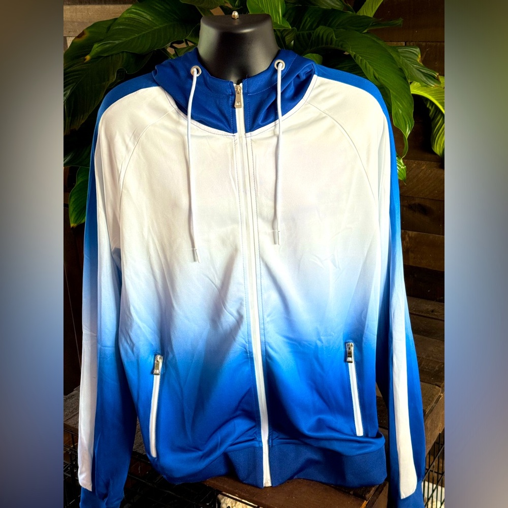 WEIV Blue and white ombre hoodie